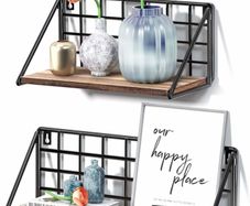 Floating Shelves 40cm Rustic Shelf for Wall, Easy to install and Sturdy Wall Shelves Set of 2, Room Decor for Bedroom, Kitchen Bathroom, Living Room