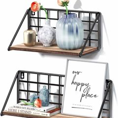 Floating Shelves 40cm Rustic Shelf for Wall, Easy to install and Sturdy Wall Shelves Set of 2, Room Decor for Bedroom, Kitchen Bathroom, Living Room