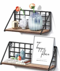 Floating Shelves 40cm Rustic Shelf for Wall, Easy to install and Sturdy Wall Shelves Set of 2, Room Decor for Bedroom, Kitchen Bathroom, Living Room