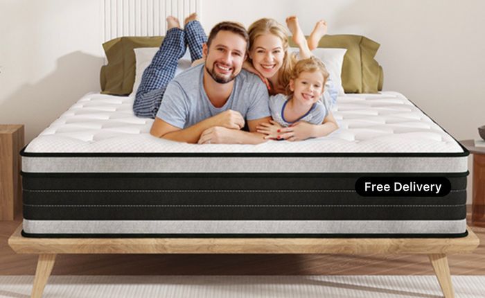 King Size Mattress Hybrid Mattress Medium Firm 150x200x30cm 12 inch, 2000 Pocket Springs, Gel Memory Foam, 7 Zone Support, Motion Isolation for Comfort Sleep