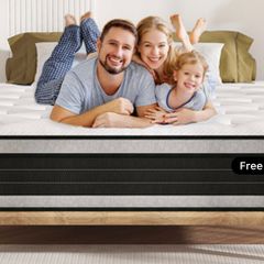 King Size Mattress Hybrid Mattress Medium Firm 150x200x30cm 12 inch, 2000 Pocket Springs, Gel Memory Foam, 7 Zone Support, Motion Isolation for Comfort Sleep