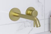 Brushed Brass Wall Mounted Bath Mixer Tap
