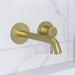 Brushed Brass Wall Mounted Bath Mixer Tap