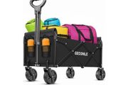 100L Festival Trolley Foldable Trolley Cart on Wheels 100KG/220LBS - Portable Folding Wagon Cart with Drink Holders for Grocery Outdoor Sports Garden Camping