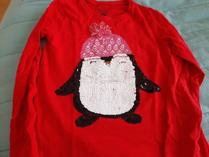 Girls christmas penguin top 6-7 yr