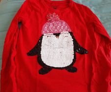 Girls christmas penguin top 6-7 yr
