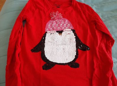 Girls christmas penguin top 6-7 yr