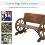 Wooden Cart Wagon Wheel 2 Seater Garden Bench Outdoor Chair Rustic High Back Loveseat Burnt Stained Image 4