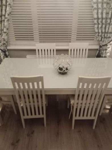 Table and six chairs