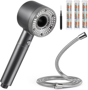 Hard Water Filter Shower Head with 3 Filter, Shower Head and Hose 1.5M, High Pressure Shower Heads with 5 Modes for Home Bathroom Accessory