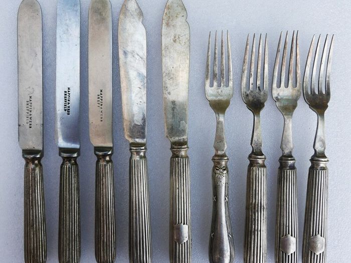 Vintage mixed set of Elkington & Co. silver-plated flatware 1800s