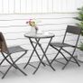 3 Piece Rattan Bistro Set, Patio Balcony Furniture with 2 Folding Rattan Chairs and Glass Coffee Table, for Garden, Balcony, Outdoor, Brown Image 9