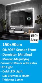 LED Bathroom Mirror 150x90cm Antifog Demister