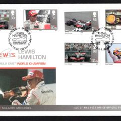 2009 Isle of Man 2008 Formula One World Champion Lewis Hamilton Commemorative Stamps First Day Cover (FDC)