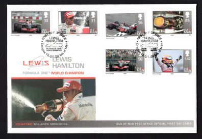 2009 Isle of Man 2008 Formula One World Champion Lewis Hamilton Commemorative Stamps First Day Cover (FDC)