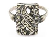 Art Deco Marcasite Sterling Silver Panel Ring