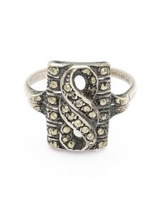 Art Deco Marcasite Sterling Silver Panel Ring