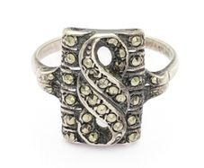 Art Deco Marcasite Sterling Silver Panel Ring