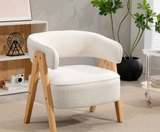 Boucle fabric lounge chair, padded armchair