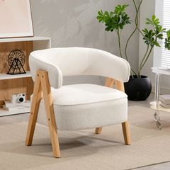 Boucle fabric lounge chair, padded armchair