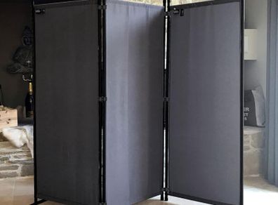 170 x 165 cm, Fabric Room Divider / Balcony Privacy Screen, Folding, Grey