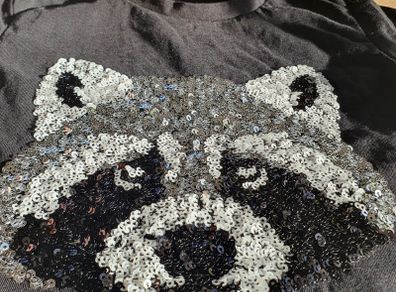Fantastic M&S Racoon Sequin TShirt Age 5 to 6 Yrs