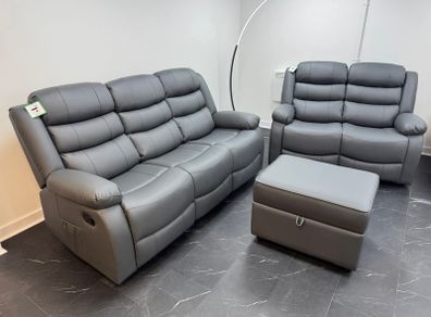 Roma 3+2 Manual Leather Recliner Sofa Set
