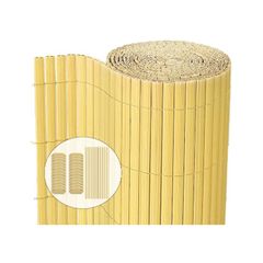 PVC Privacy Screening Fence 90 x 400 cm, Reinforced Struts Privacy Protection for Garden, Balcony and Terrace, Wind and Sun Protection Outdoor, Bamboo