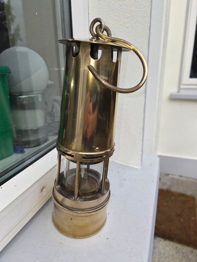 old  large  brass  miners lamp