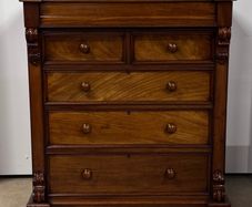 Victorian Scottish Flame Mahogany Chest Of Drawers