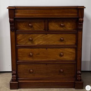 Victorian Scottish Flame Mahogany Chest Of Drawers