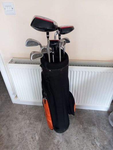slazenger golf clubs and bag.  Right handed clubs