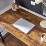 Computer table, desk, with grid and storage compartments made of fabric, steel frame, 118 cm long, industrial design, vintage brown-black Image 2