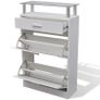 _Shoe Cabinet with a Drawer and a Top Glass Shelf Wood White Image 3