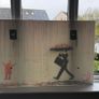 Banksy Umbrella Man Rainbow Rain Girl Glass Wall Art Image 5