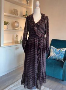Michael Kors Polka Dot Georgette Wrap Dress - Size XS UK 6 / EU 34