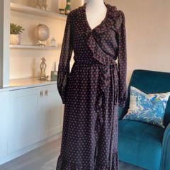 Michael Kors Polka Dot Georgette Wrap Dress - Size XS UK 6 / EU 34