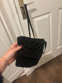 Black crochet bag