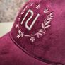 River Island velvet baseball cap hat womens girls burgundy gold Image 6