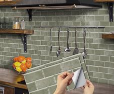 Kitchen Tile Stickers, 24PCS Brick Bathroom Self Adhesive Peel and Stick Wall Stickers Vinyl Splashback Wall Stick on Tiles for Home Decor 15x30 cm