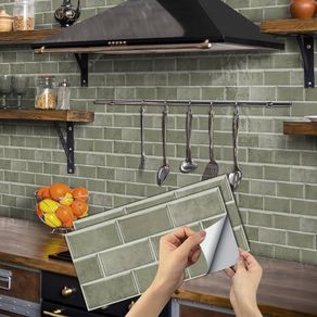 Kitchen Tile Stickers, 24PCS Brick Bathroom Self Adhesive Peel and Stick Wall Stickers Vinyl Splashback Wall Stick on Tiles for Home Decor 15x30 cm