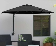 Garden Parasol Black 248 x 248 x 148 cm Polyester and Steel