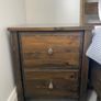 King size wooden bed with mattress and lockers Image 4