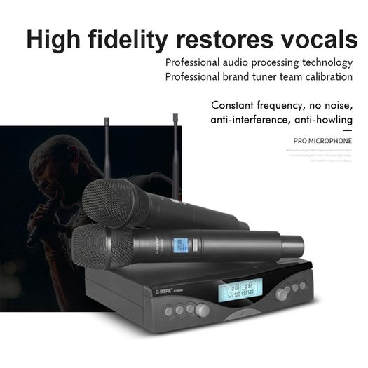 Wireless Microphone G-MARK G320AM Professional UHF 2 Channels Karaoke Mic Handheld Automatic Frequency Adjustable 100M