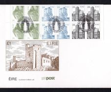 1985 Ireland Ireland Keep in Touch Architecture Definitive Stamps Booklet Pane on An Post First Day Cover (FDC) with Dublin pictorial cancel