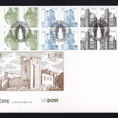 1985 Ireland Ireland Keep in Touch Architecture Definitive Stamps Booklet Pane on An Post First Day Cover (FDC) with Dublin pictorial cancel