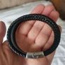 Men's Stylish Silver and Black Bracelet Image 4