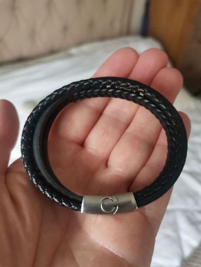Men's Stylish Silver and Black Bracelet
