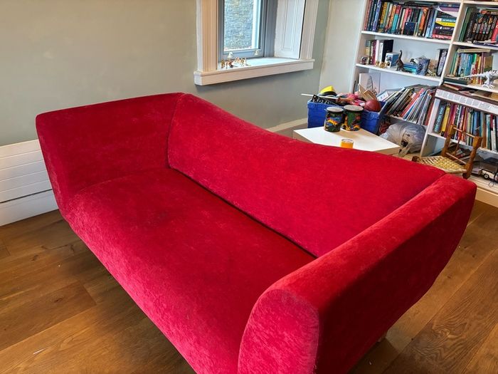 Red 'wave' 3-seater sofa from The Sofa Factory