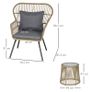 3 Piece Rattan Garden Furniture Set - Includes Cushions, Outdoor Conservatory Dining Set with 2 Chairs and Glass Coffee Table, Brown Image 2